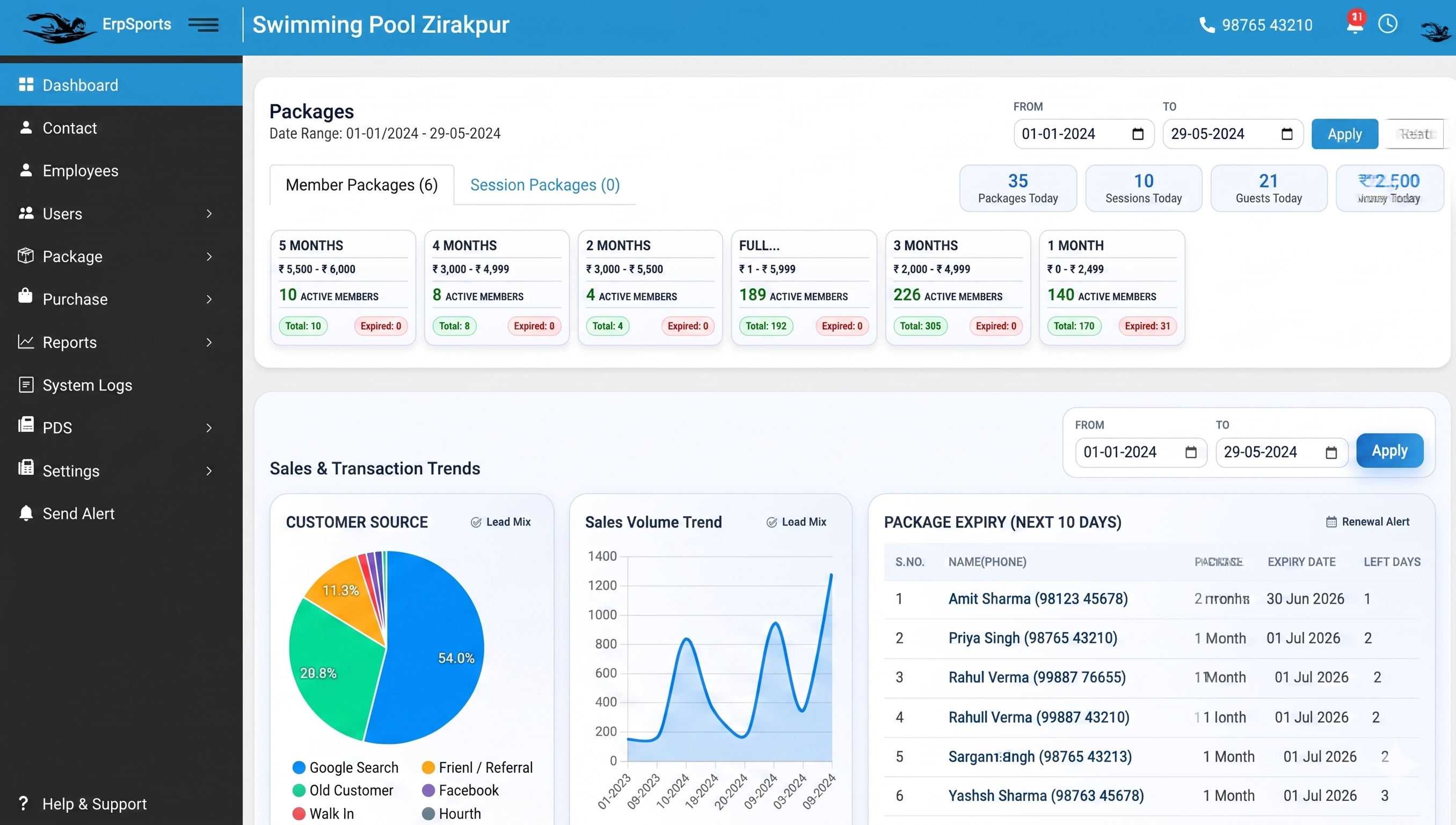 Sports ERP POS and operations dashboard preview